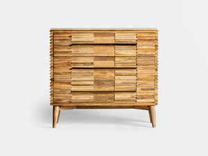 PLISSÉ WOOD - Mango and marble chest of drawers _ Vical Home